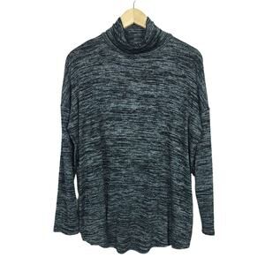 Joseph Ribkoff Shirt 6 Gray Black Heathered Cutout Turtleneck Long Sleeves Top